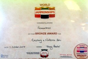 Palmerston's Coffe Shop champion jam certificate