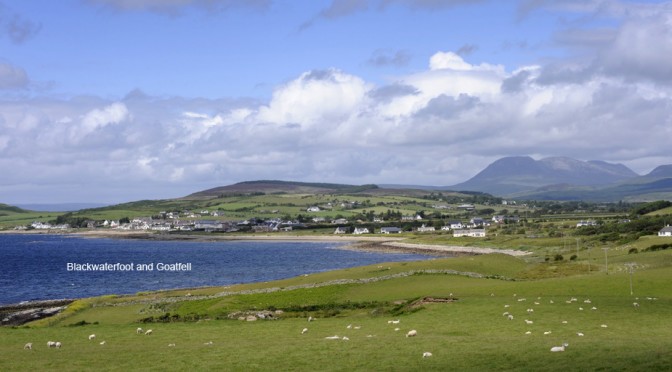 Distant view of Blackwaterfoot, Isle of Arran