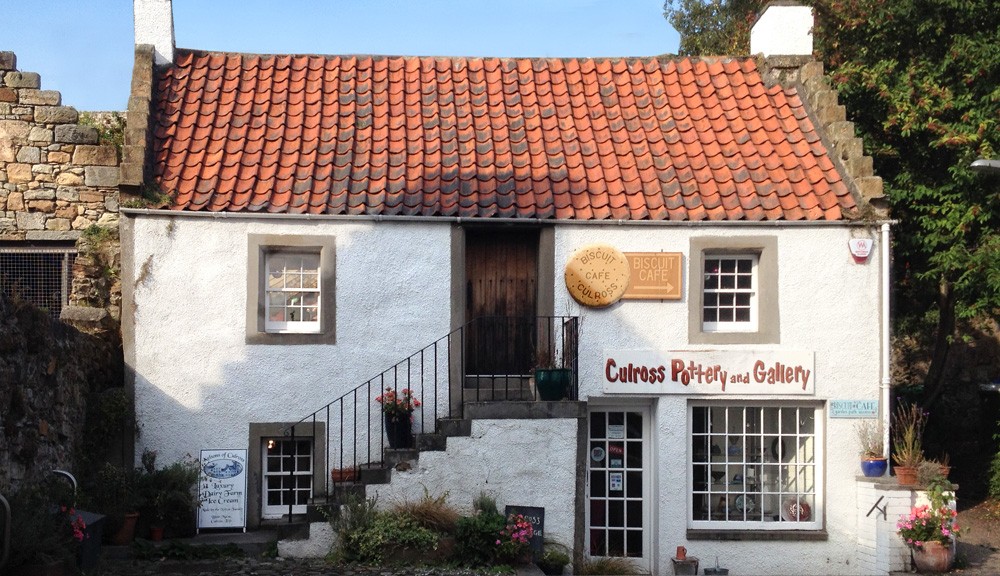 External view at the Biscuit Café in Culross
