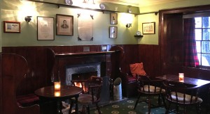 Poets bar with Burns' poem above the fire