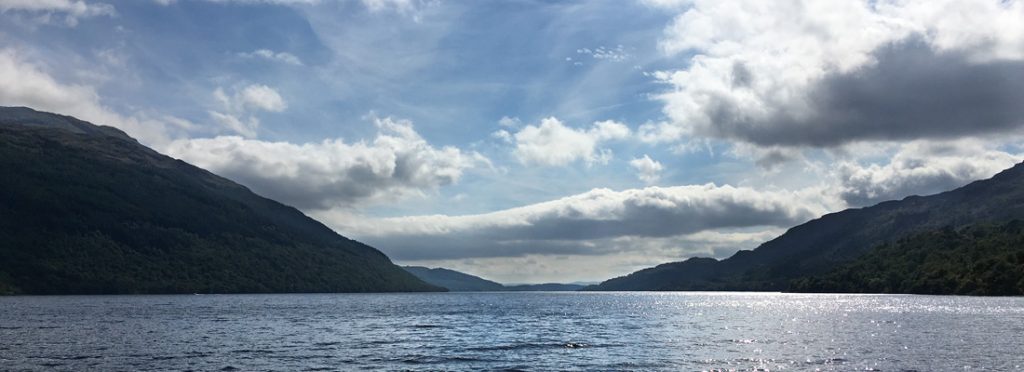 View into the sunlight down Loch Lomond