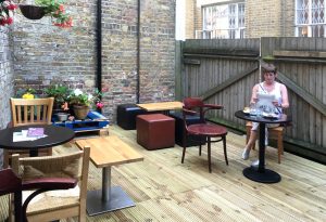 picture of garden area of Roasted Bean café in Crystal Palace