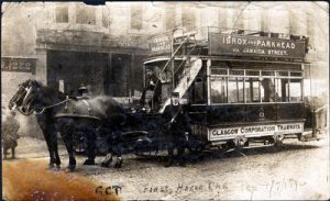 Picture of horse drawn tram in Glasgow