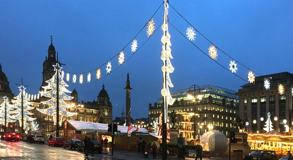 Christmas lights in George Square, Glasgow 2016