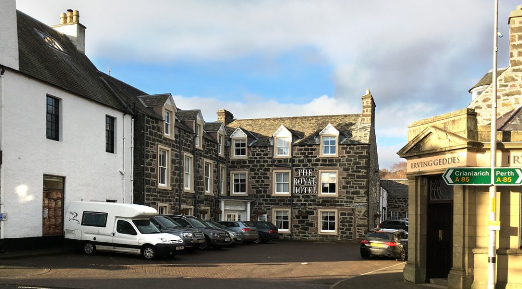 Exterior view of the Royal Hotel, Comrie