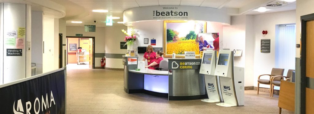 Reception area at the Beatson West of Scotland Cancer Centre