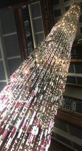 View of stairwell chandelier at Grand Central Hotel, Glasgow