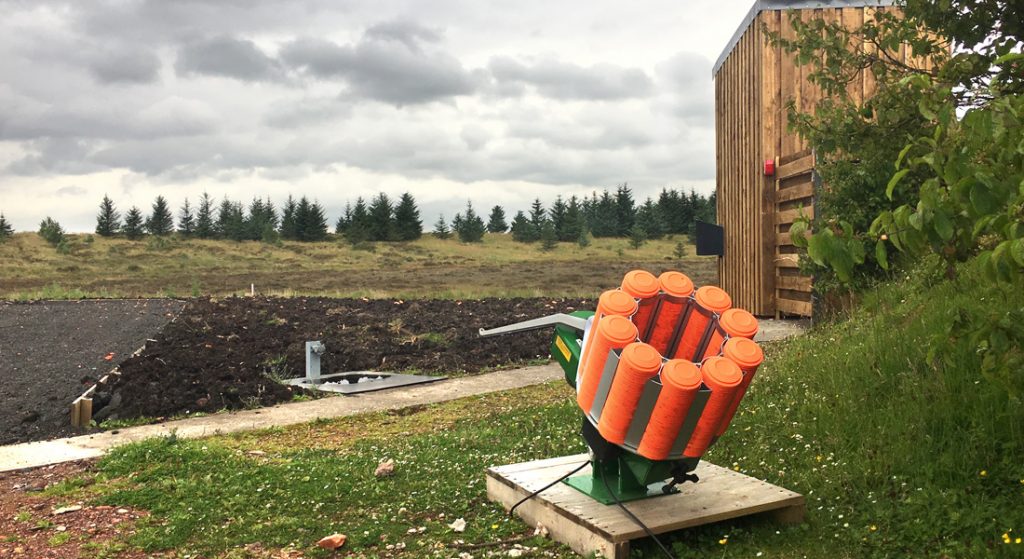 Clay pigeon cassette at the National Shooting Centre, Scotland