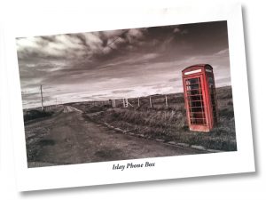 Postcard of a K6 telephone box on Islay