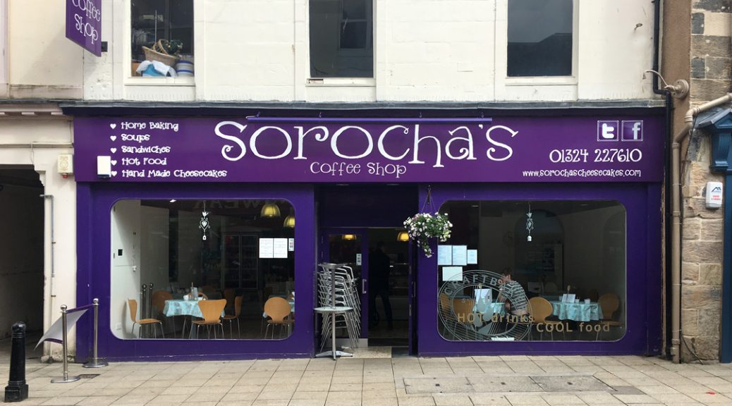Exterior view of Sorochas Coffee Shop, Falkirk