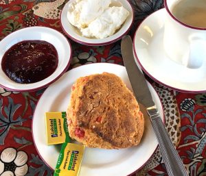 A scone at the Orangery tearoom at New Hopetoun Garden Centre