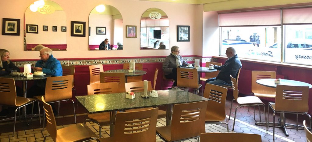 Interior view of Brian's Café in Boness