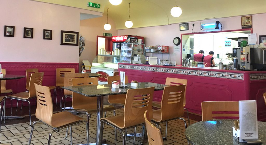 Interior view of Brian's Café in Boness