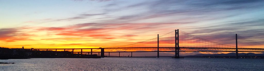 The Forth Road Bridges at sunset