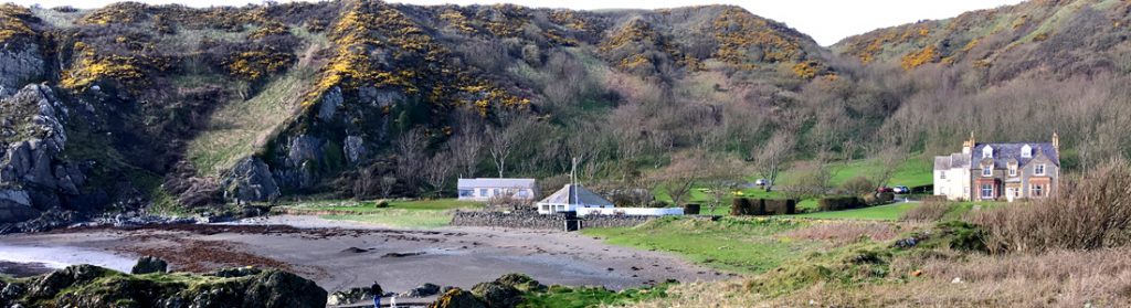 View of Knockinaam Lodge Hotel from the shore