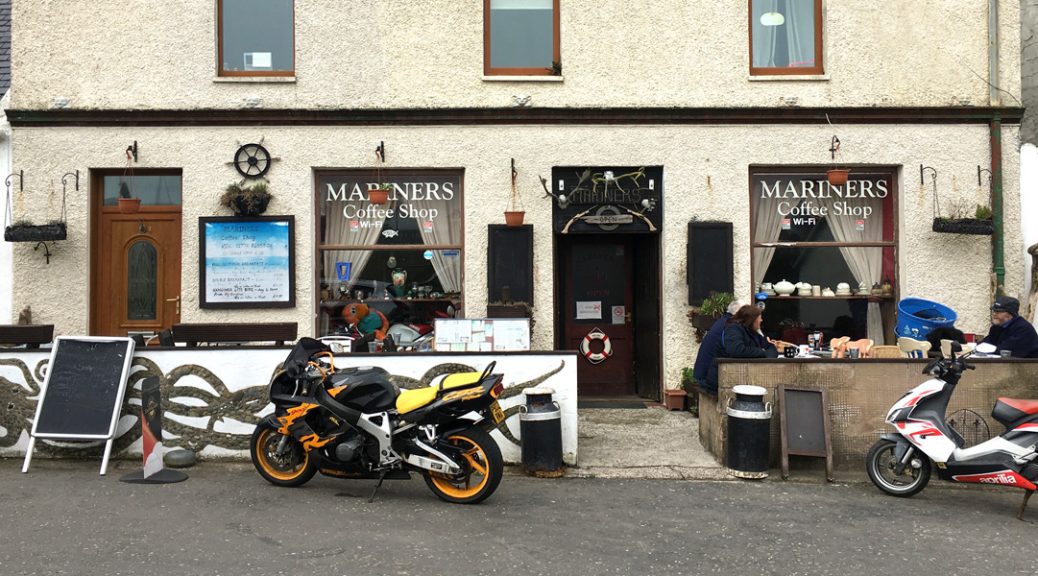 External view of Mariners Coffee Shop in Drummore, Mull of Galloway