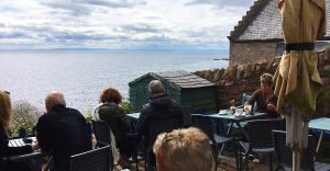 View from Crail Harbour Gallery and Tearoom towards Isle of May