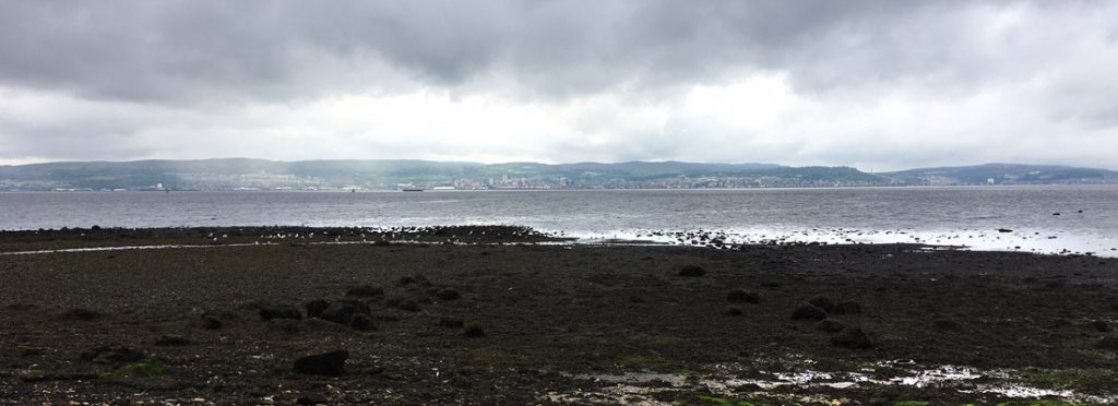 View from Helensburgh beach over Clyde to Greenock