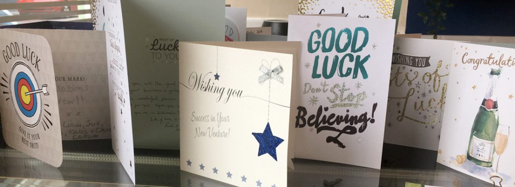 Good luck cards at the Corner Café, Falkirk