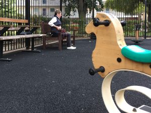 Play park where we ate the scone from the John Forrest Bakery, Kings Road, Chelsea