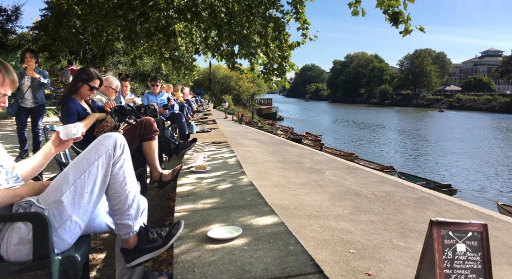 Riverside seating area at Tide Tables Café, Richmond
