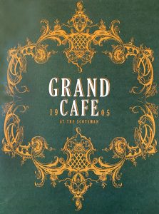 Logo of the Grand Café, Scotsman Hotel, Edinburgh