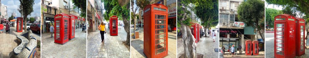 K6 telephone boxes on Haim Ozer street in Petah Tikva, Israel
