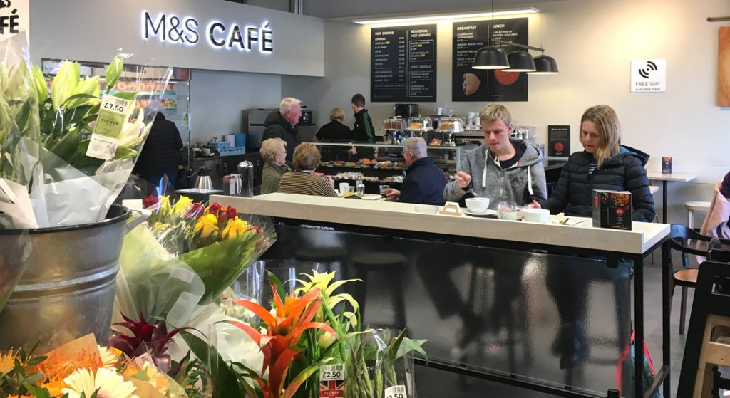 Internal view of M&S Foodhall Café, Falkirk