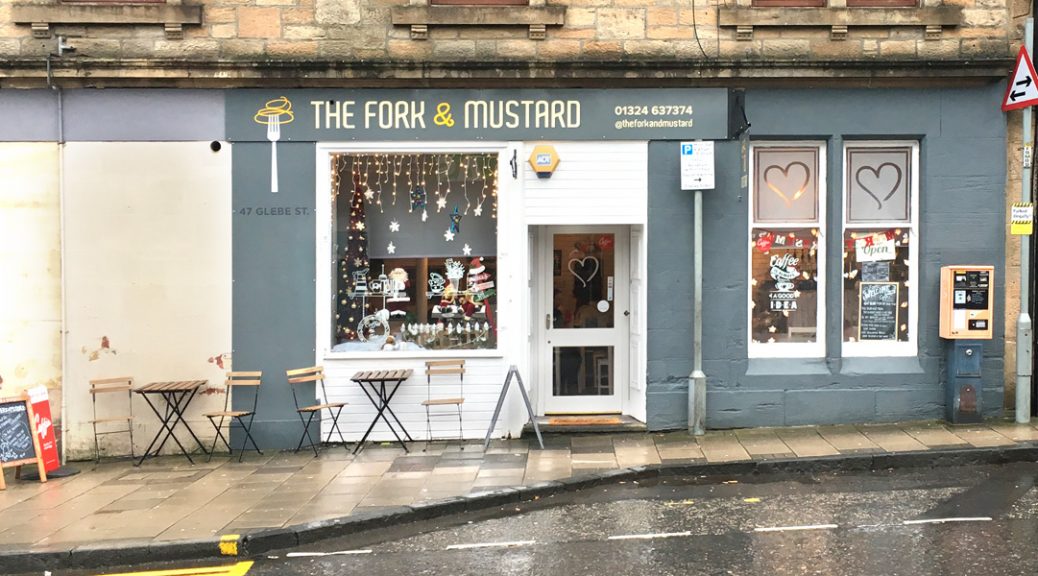 Exterior view of the Fork & Mustard Café, Falkirk