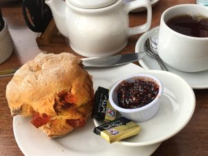 A scone at Jamesfield Farm restaurant near Perth