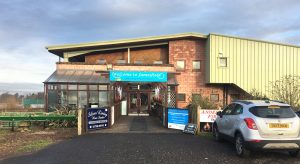 External view of the entrance to the Jamesfield Farm restaurant near Perth