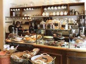 Interior view of Orange Pekoe tea house in Barnes, London