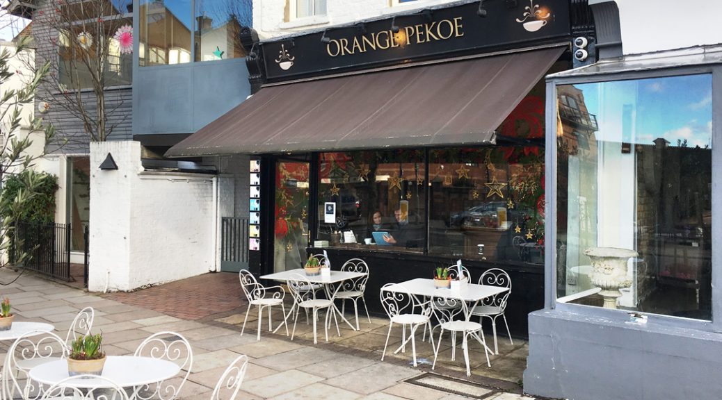 Exterior view of Orange Pekoe tea house in Barnes, London