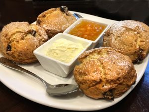 A scone at Peacock Alley at Waldorf Astoria, Edinburgh