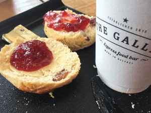 A scone at the Galley at Titanic Belfast