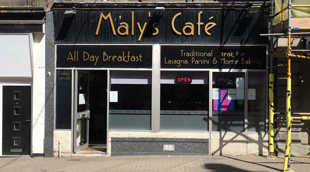 External view of Maly's Café, Girvan
