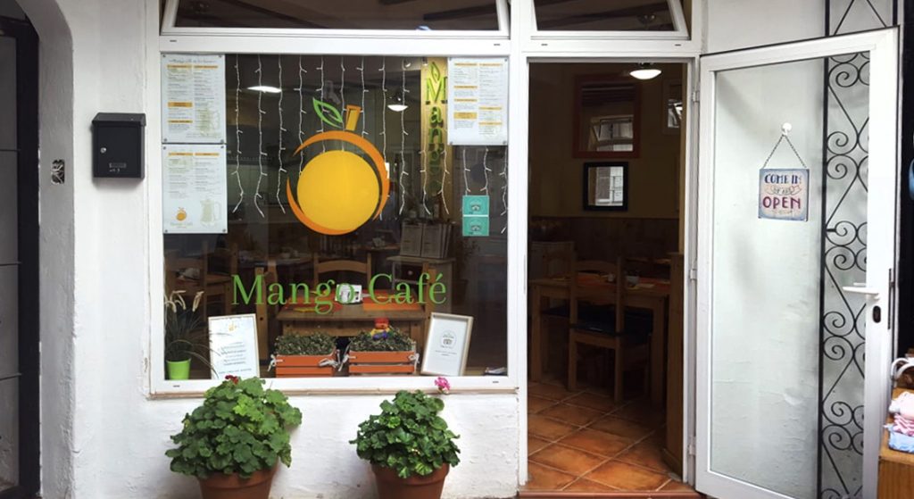 External view of the Mango Café in Mijas, Spain