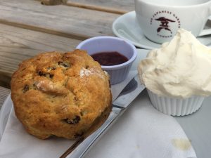 A scone at the tearoom at The Japanese Garden at Cowden