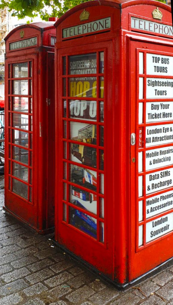 Two K6 telephone boxes at Knightsbridge Green, London