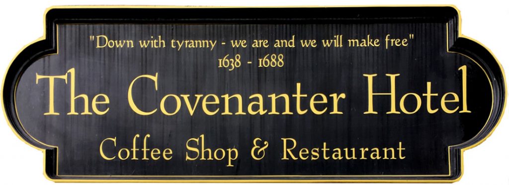 Sign at the Covenanter Hotel in Falkland