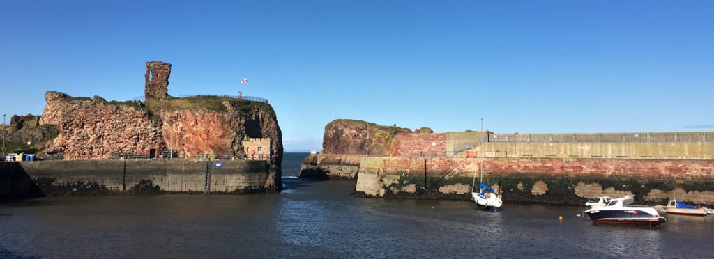 View of Dunbar Castle and Victoria harbour