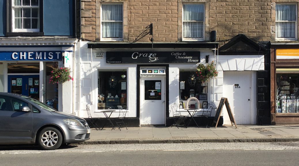 External view of the Graze Coffee and Chocolate House, Dunbar