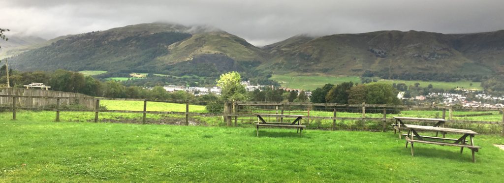 View of Ochil hills from Muircot Farm Shop, Tillicoultry