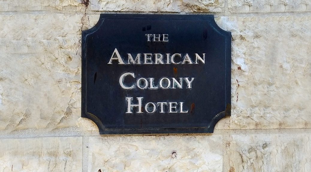 Nameplate for the American Colony Hotel, Jerusalem