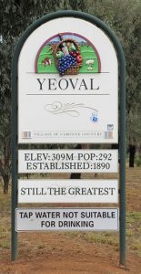 Road sign for Yeoval