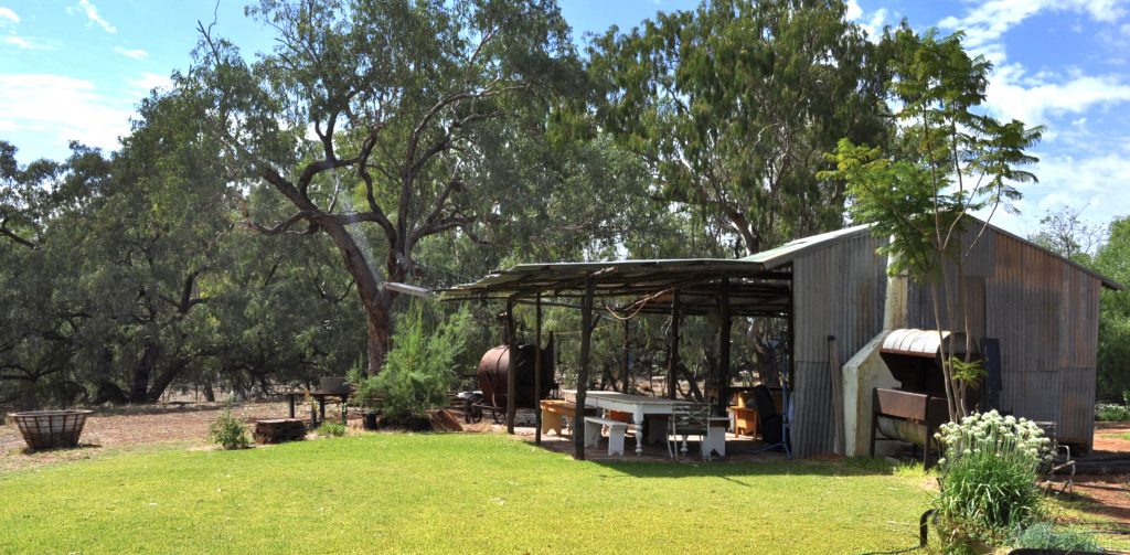 External view of rustic kitchen at Rose Isle Station