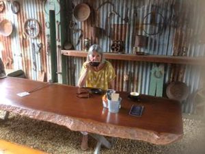 Julie Young in Rustic Cafe, Sofala