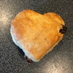 A scone in the shape of a heart