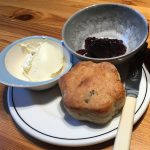 Pat's scone with cream and jam