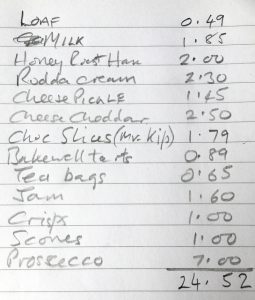 Morrisons shopping list